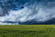 Beautiful rural landscape with stormy weather in summer