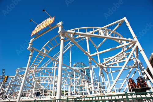 Fototapeta na wymiar Cyclone Roller-coaster in Coney Island, NY.