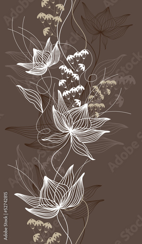Naklejka - mata magnetyczna na lodówkę Seamless vector background, texture with flowers, floral pattern