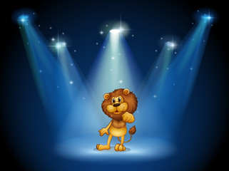 Poster - A stage with a brown lion at the center