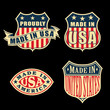 Made in America – set of badges and labels.