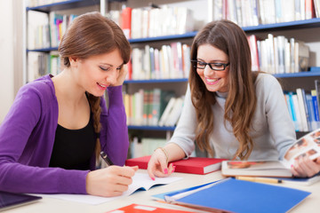 students at work in a library