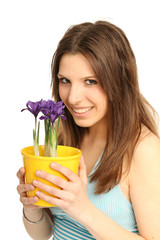 Poster - Frau mit Blumen