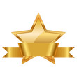 Vector illustration of gold star award with shiny ribbon
