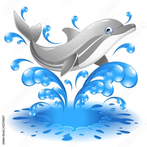 Board z aluminiowym obramowaniem Happy jumping delfin cartoon-delfin skoków w wodzie