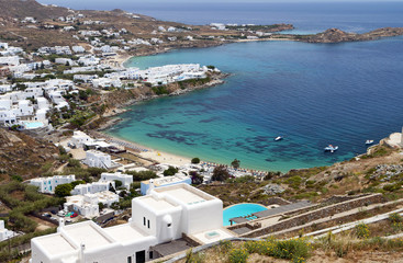 Wall Mural - Platis gialos beach at Mykonos island in Greece