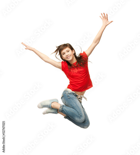 Naklejka na drzwi girl jumping