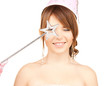 girl in party cap with magic stick