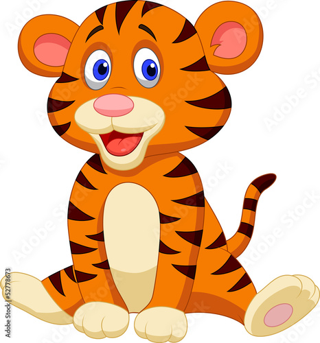 Obraz w ramie Cute tiger cartoon