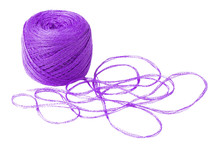 Purple Knitting Yarn Isolated On White