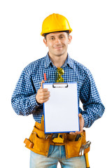 Wall Mural - a worker holding clipboard