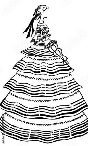 Fotomural women party dress with crinoline