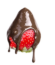 Tasty Strawberries And Chocolate Isolated