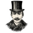 Homme avec moustache & chapeau