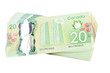 The New Polymer Twenty Dollar Bills isolated on white