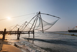 Fototapeta Do akwarium - Kochi, India. Chinese fishing nets