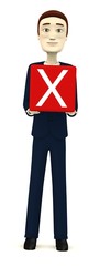 Sticker - 3d render of businessman with letter X