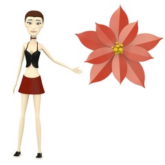 Sticker - 3d render of cartooon character with flower