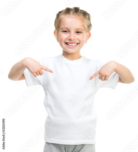 Fototapeta little girl in white t-shirt