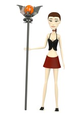 Canvas Print - 3d render of cartoon character with staff