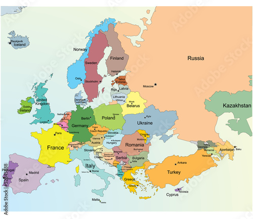 Naklejka - mata magnetyczna na lodówkę European Map.