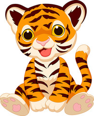 Wall Mural - Cute tiger cartoon