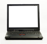 Fototapeta  - Black laptop with blank white screen