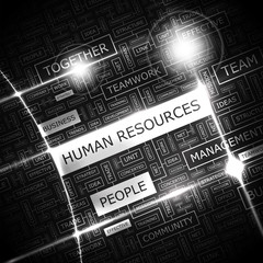 HUMAN RESOURCES. Word cloud concept illustration.  