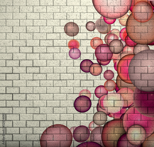 Naklejka - mata magnetyczna na lodówkę 3d mosaic tile brick wall with pink bubble pattern