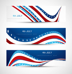 4th july  independence day three header set Vector illustration