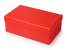 Red Shoe Box Isolated On White With Clipping Path