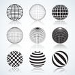 © infografx - Set of 9 Globes, Abstract Circular Design Elements