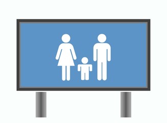 Poster - Famille dans un panneau publicitaire