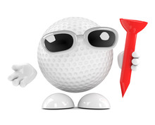 Golfball Is Preparing To Tee Off