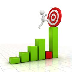 Poster - 3D Man jumping across the problem to his successful goal