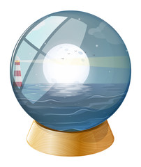 Wall Mural - A sea with a fullmoon inside the dome