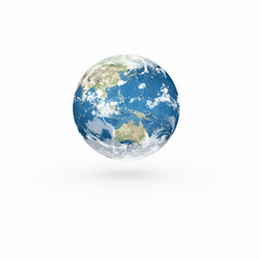 Wall Mural - 3D Earth model on white background with shadow.