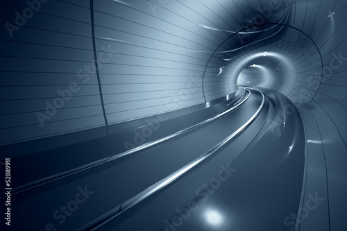 Board z aluminiowym obramowaniem Futurystyczny tunel metra.