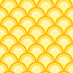 Wall Mural - Seamless geometric pattern with waves in retro style.