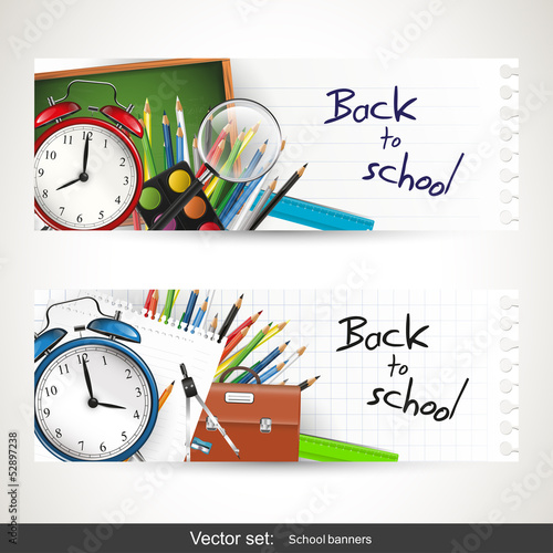 Naklejka - mata magnetyczna na lodówkę Back to school - set of vector banners