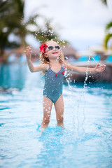 Sticker - Little girl at swimming pool