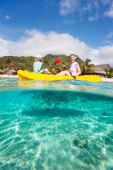 Canvas Print - Mother and son kayaking