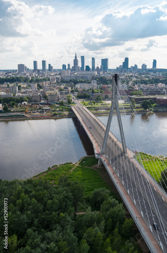 Naklejka samoprzylepna Warsaw panorama, świętokrzyski bridge