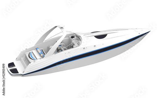 Foto-Doppelrollo - White Speedboat Isolated on White Background (von nerthuz)