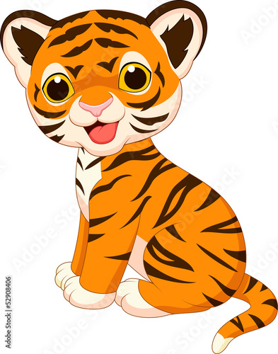 Obraz w ramie Cute tiger cartoon