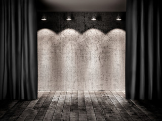 Wall Mural - vintage stage with black curtain