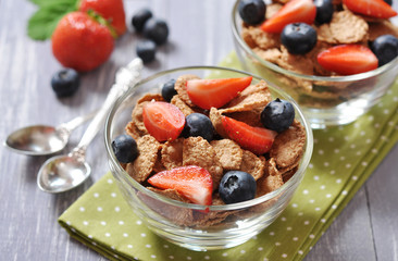 Wall Mural - healthy muesli and fresh berries