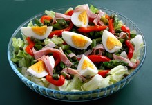 Vegetable Salad With Ham And Eggs