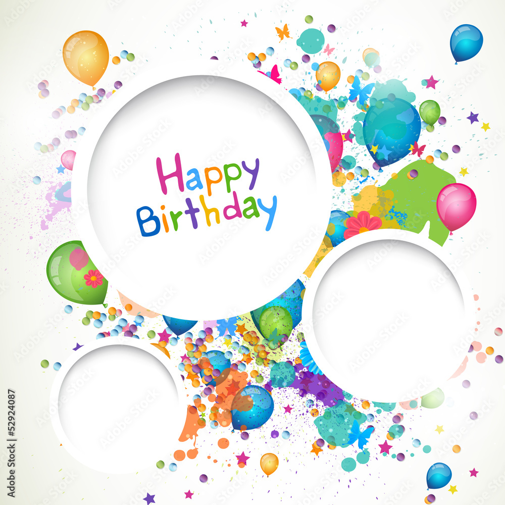 Vector Illustration of a Happy Birthday Greeting Card - obrazy, fototapety, plakaty 