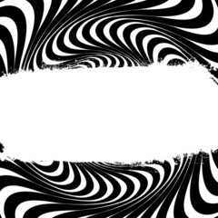 Poster - Black and white swirl lines with grunge label. Vector.